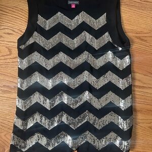 Black and gold Chevron Sequin Top